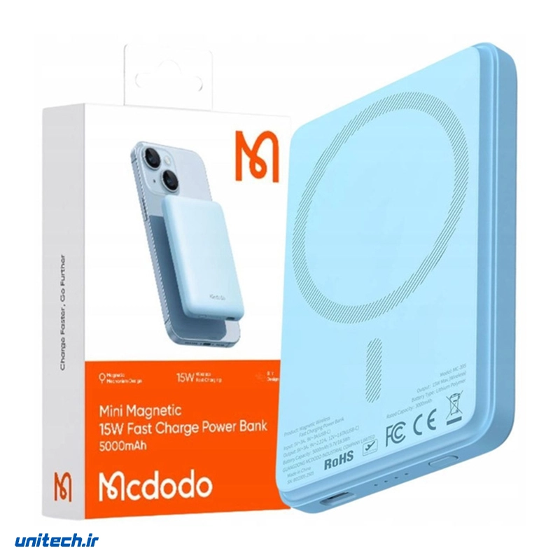 پاوربانک 15 وات مک دودو مدل MC395 ظرفیت 5000 میلی آمپر ساعت10